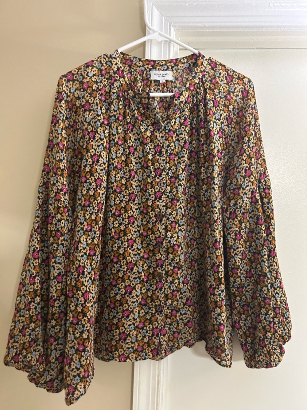 Olivia James 100% Cotton Floral Long-Sleeve Blouse